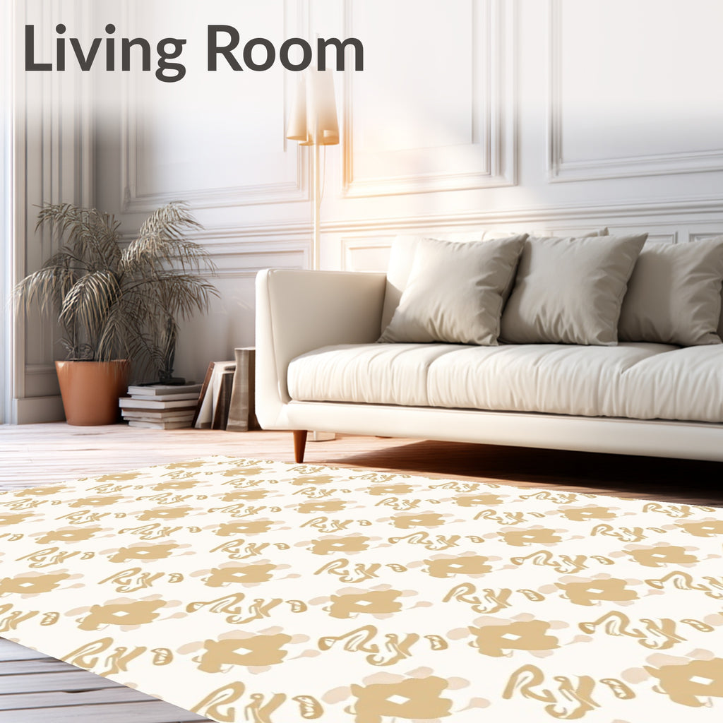 Golden Tan Abstract Brush Strokes Rug