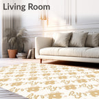 Golden Tan Abstract Brush Strokes Rug