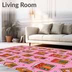 Pink Gingerbread Houses All-Over Rug