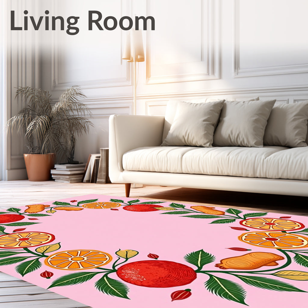 Vibrant Citrus Pomegranate Ginger Garland Rug