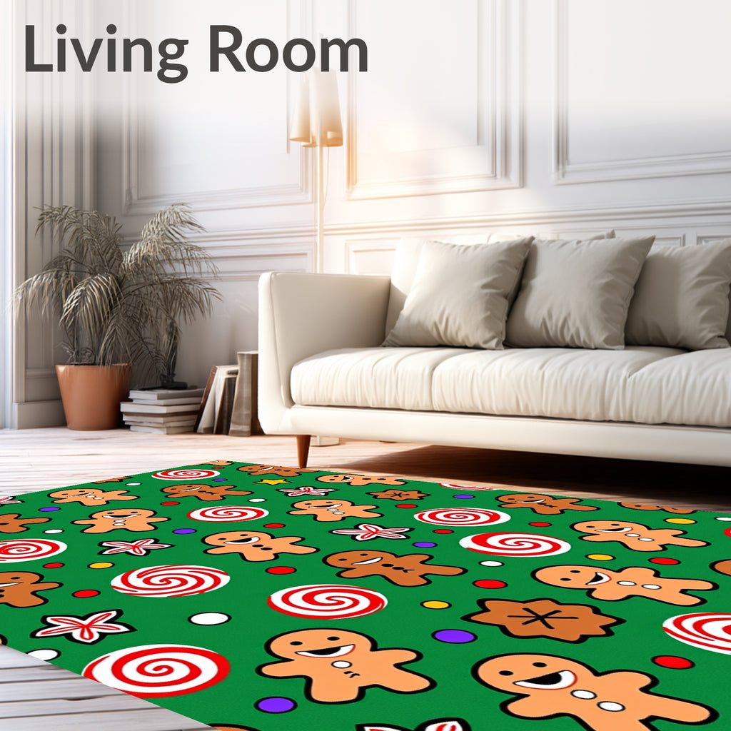 Festive Gingerbread Peppermint Swirls Rug