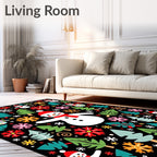 Whimsical Snowman Christmas Tree Medley Rug