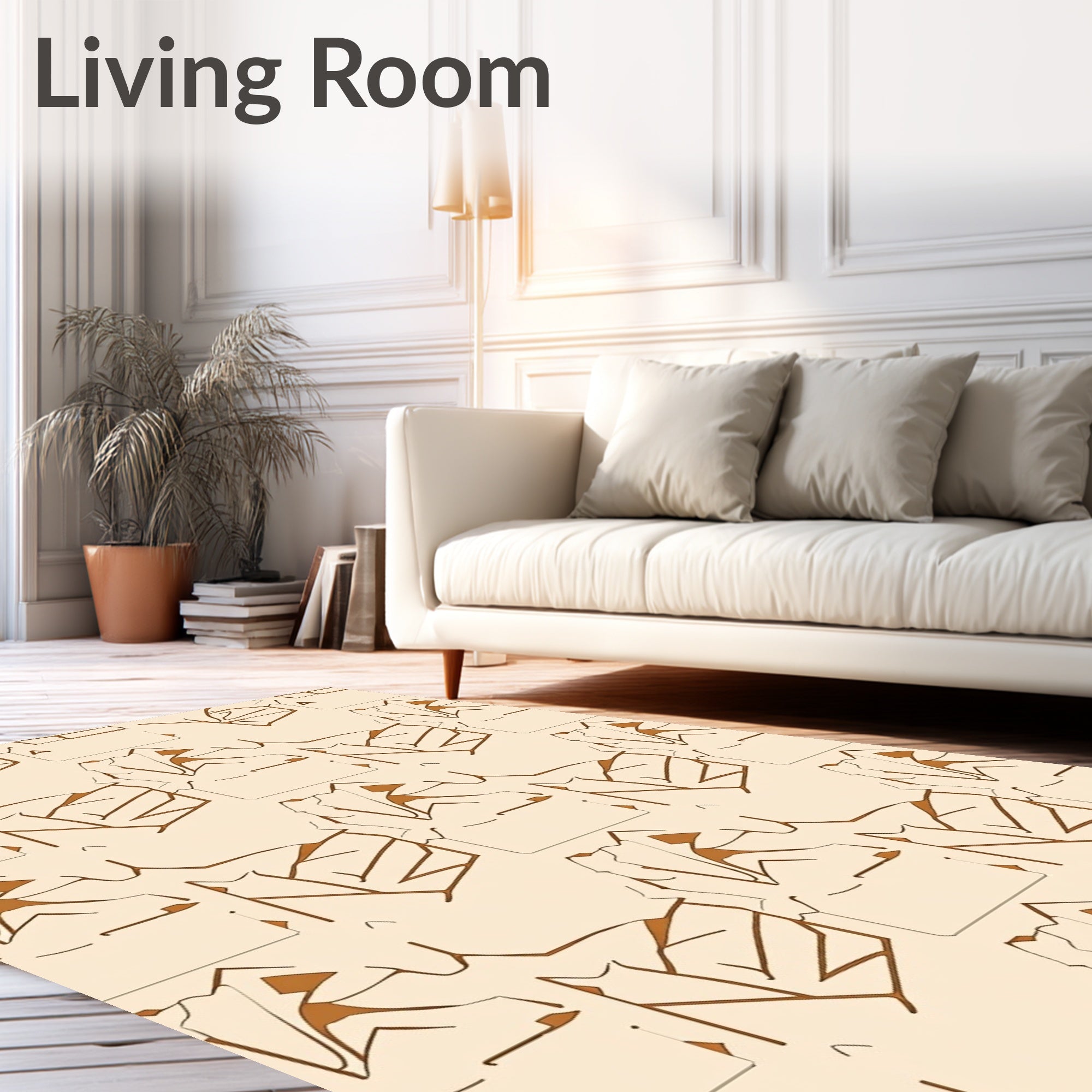 Abstract Brown Jagged Shapes Rug