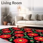 Bold Red Floral Medallion Garden Rug