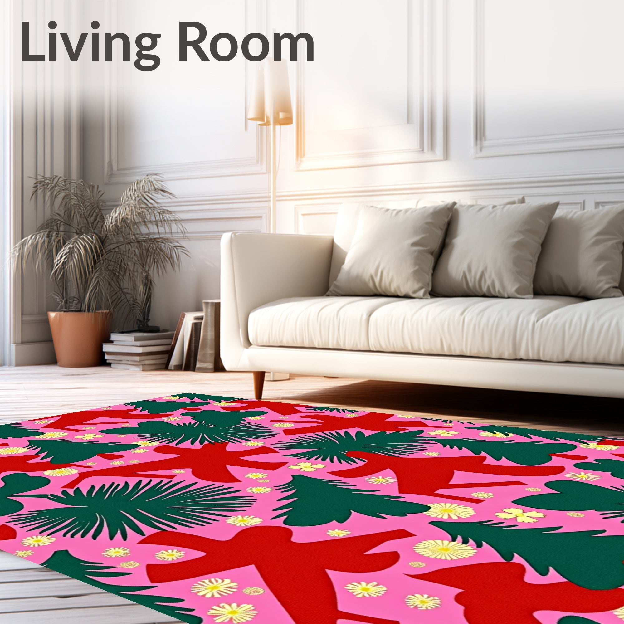 Whimsical Pink Pine Tree Scatter Rug