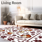 Playful Orange Tabby Cats Floral Rug