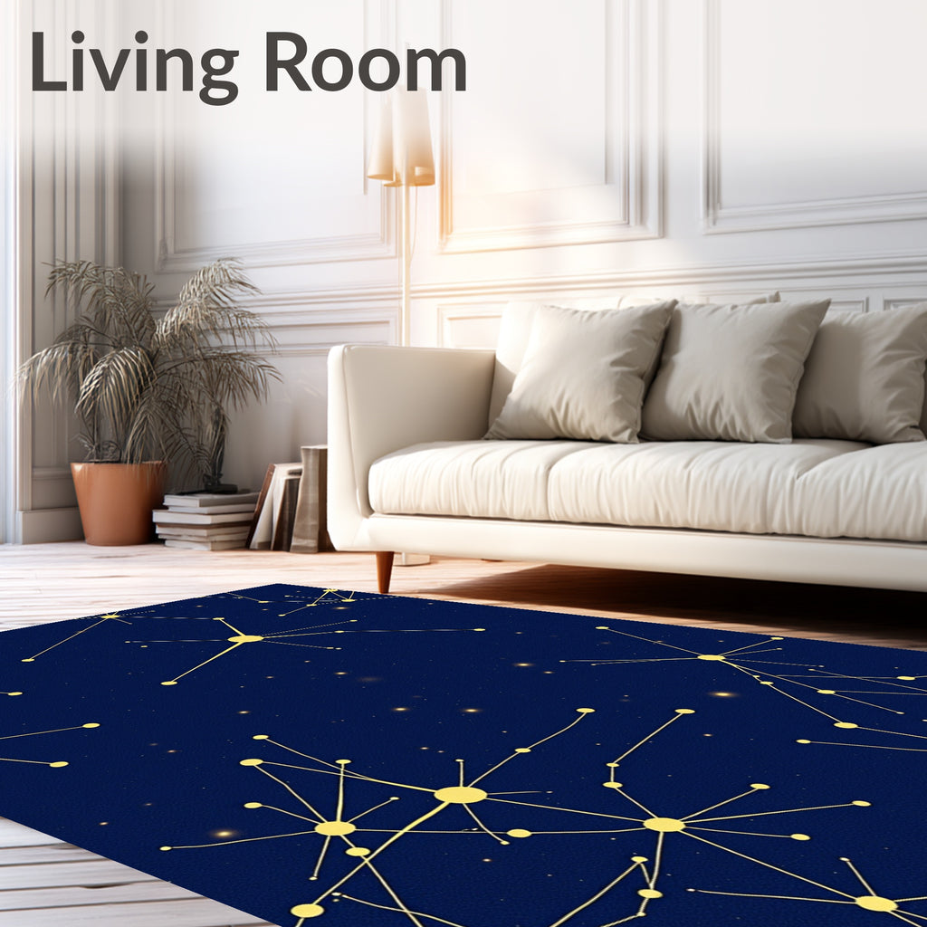 Golden Starlike Constellations on Deep Blue Rug