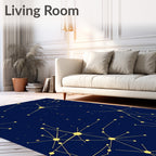 Golden Starlike Constellations on Deep Blue Rug