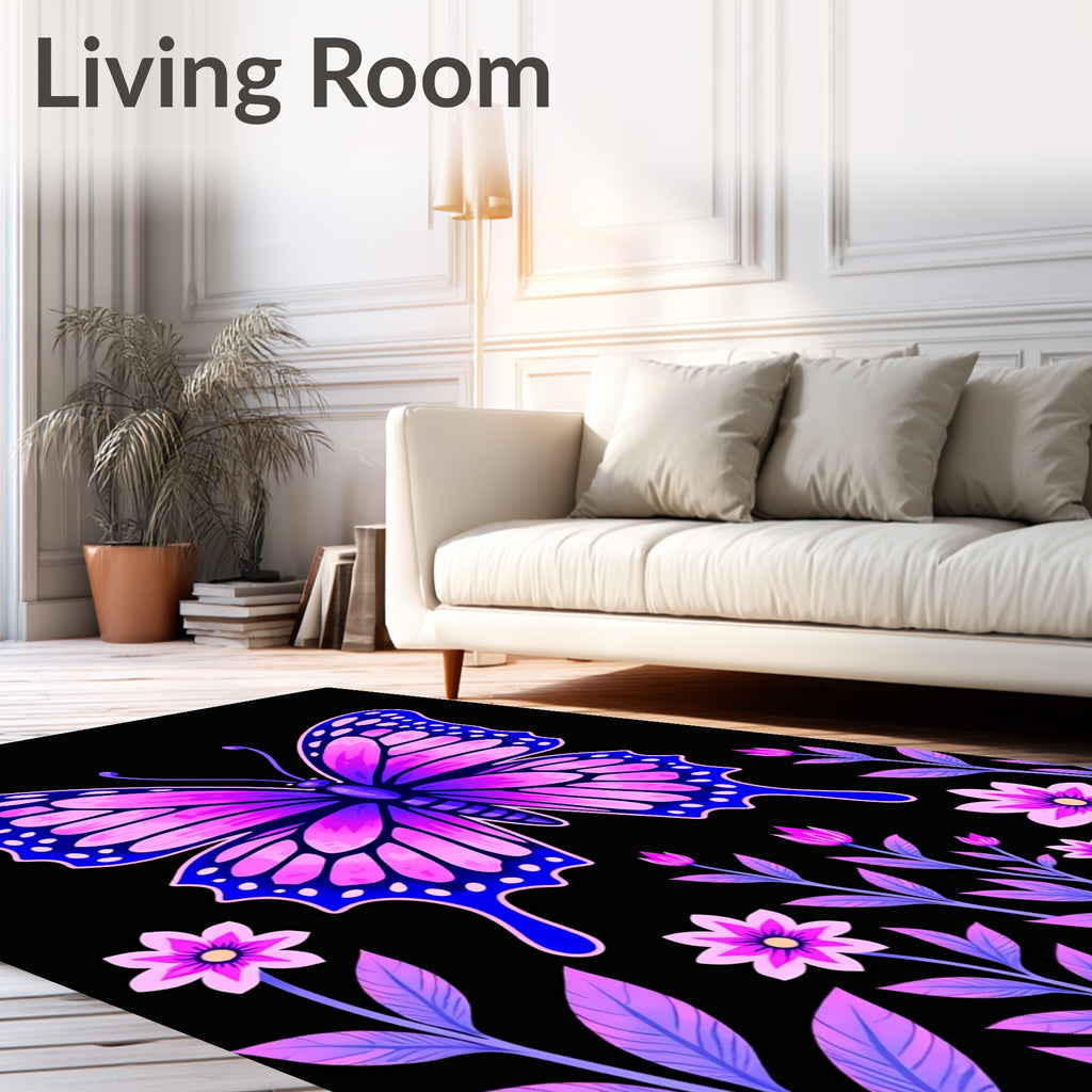 Vibrant Butterfly Bloom Garden Rug