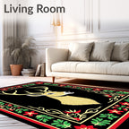 Golden Deer With Red Green Border Rug