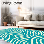 Ocean Blue Creamy Waves Rug