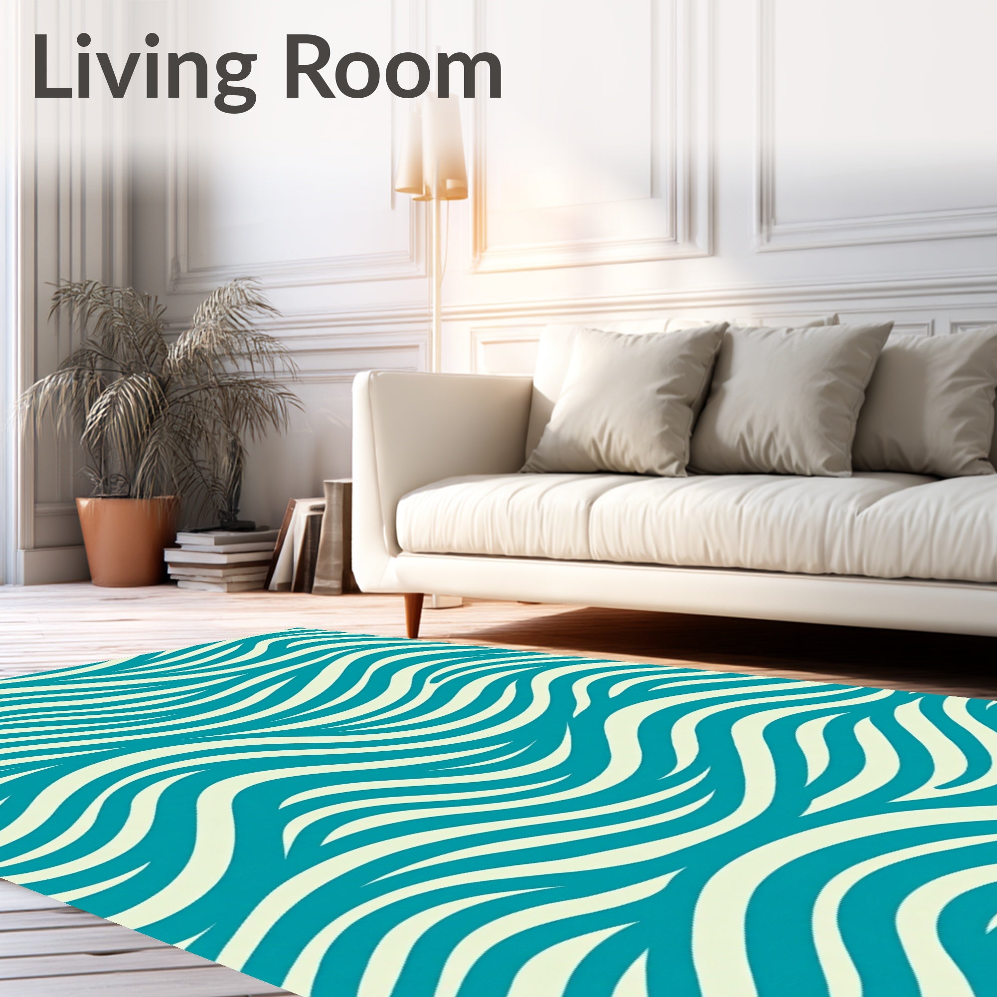 Ocean Blue Creamy Waves Rug