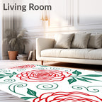 Crimson Rose Swirl Floral Collection Rug