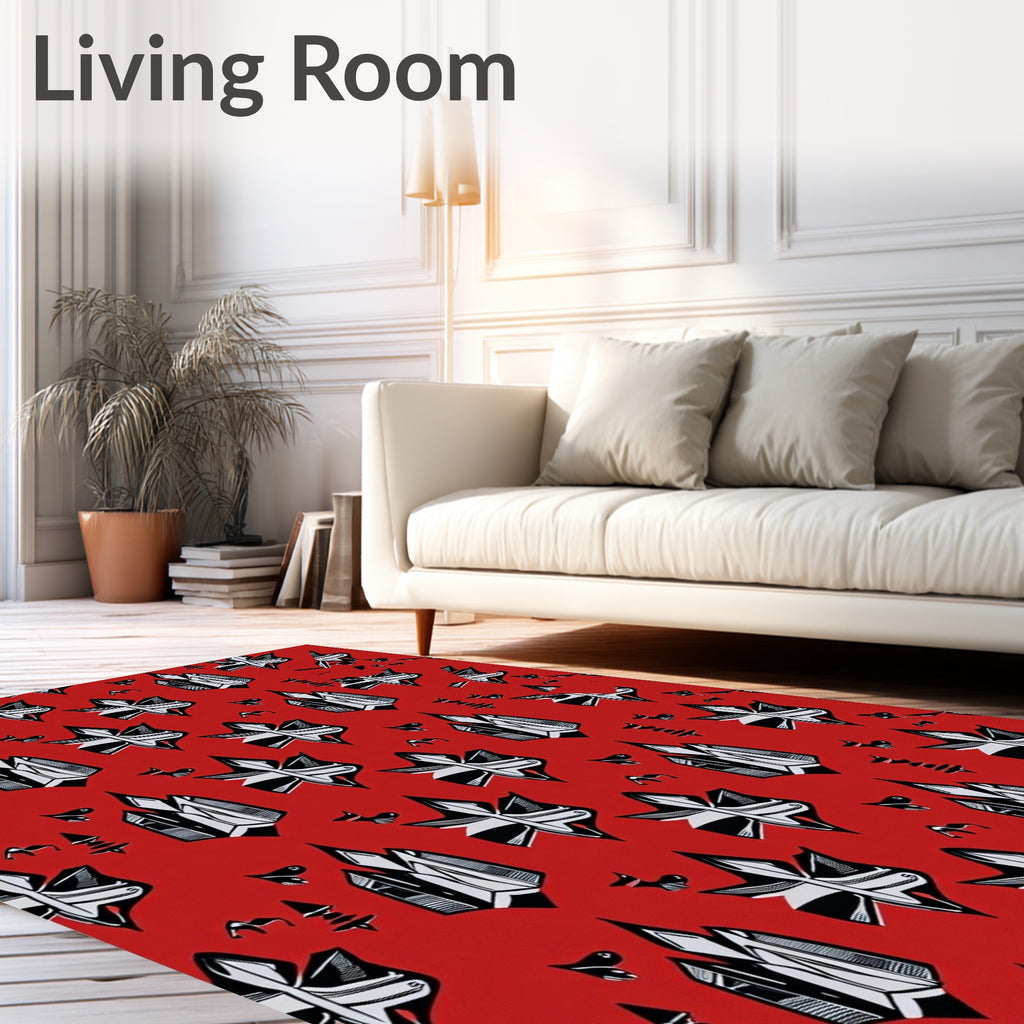 Crimson Crystal Star Abstract Rug