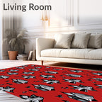 Crimson Crystal Star Abstract Rug