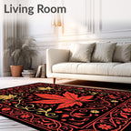 Crimson Red Maple Leaf Garland Rug