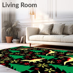 Festive Dinosaur Christmas Tree Snowflakes Rug