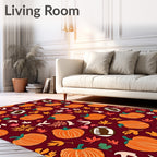 Autumn Pumpkins Football Leaves Collage Rug