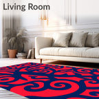 Bold Crimson Swirl Abstract Rug