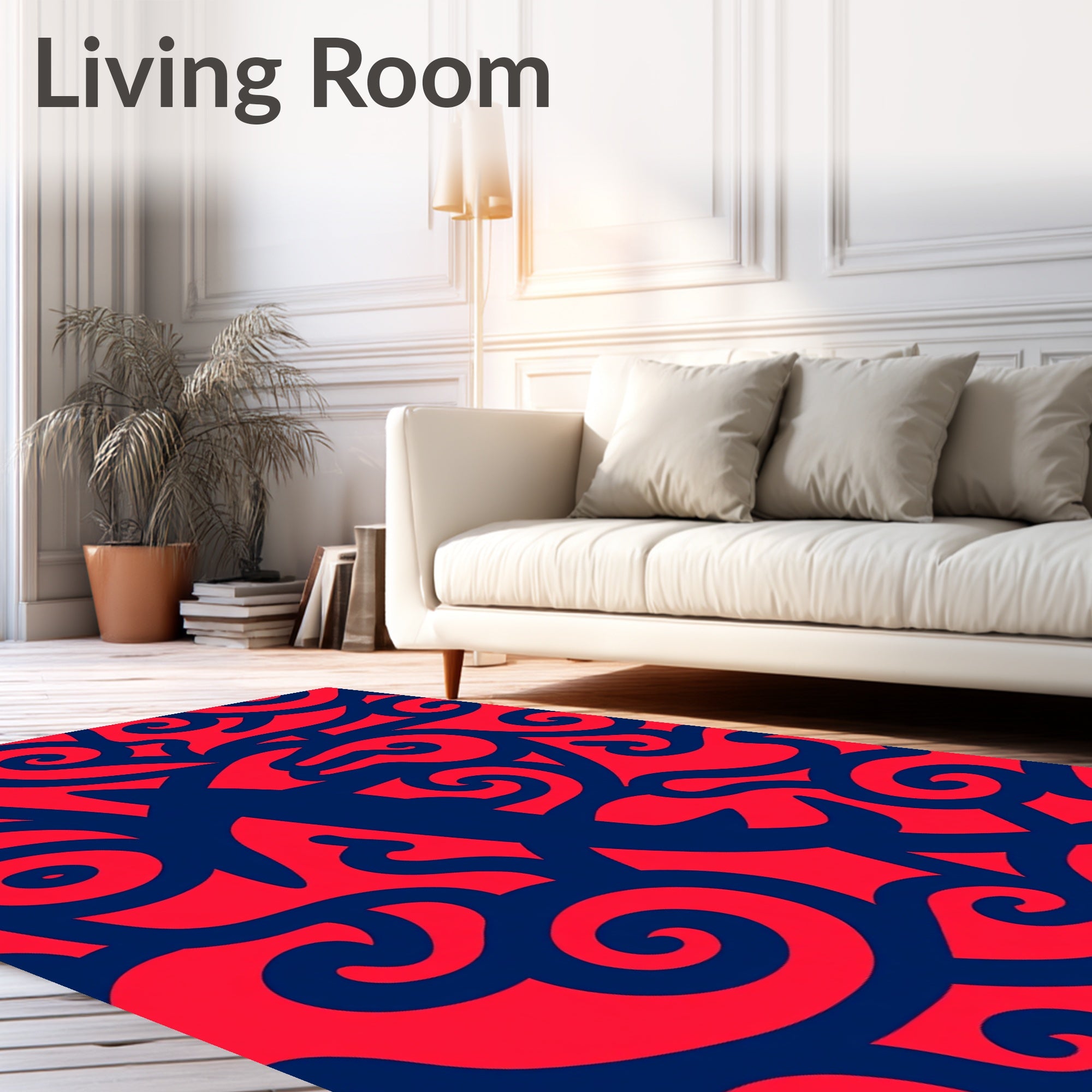 Bold Crimson Swirl Abstract Rug