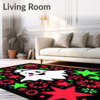 Cute Ghost With Red Green Stars Rug