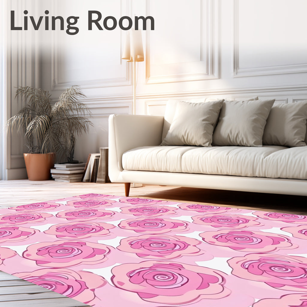 Pink Rose Garden Floral Arrangement Rug