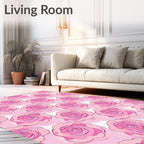 Pink Rose Garden Floral Arrangement Rug