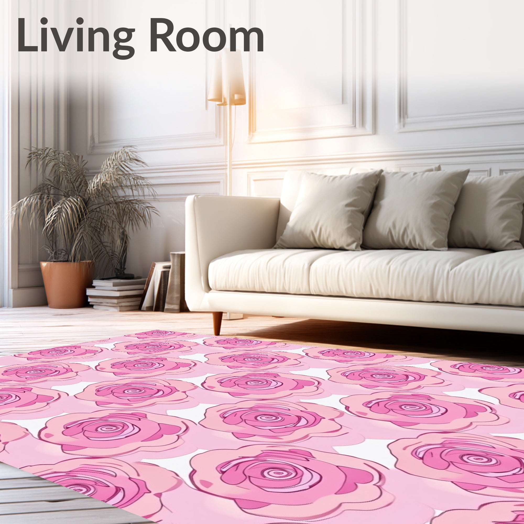 Pink Rose Garden Floral Arrangement Rug