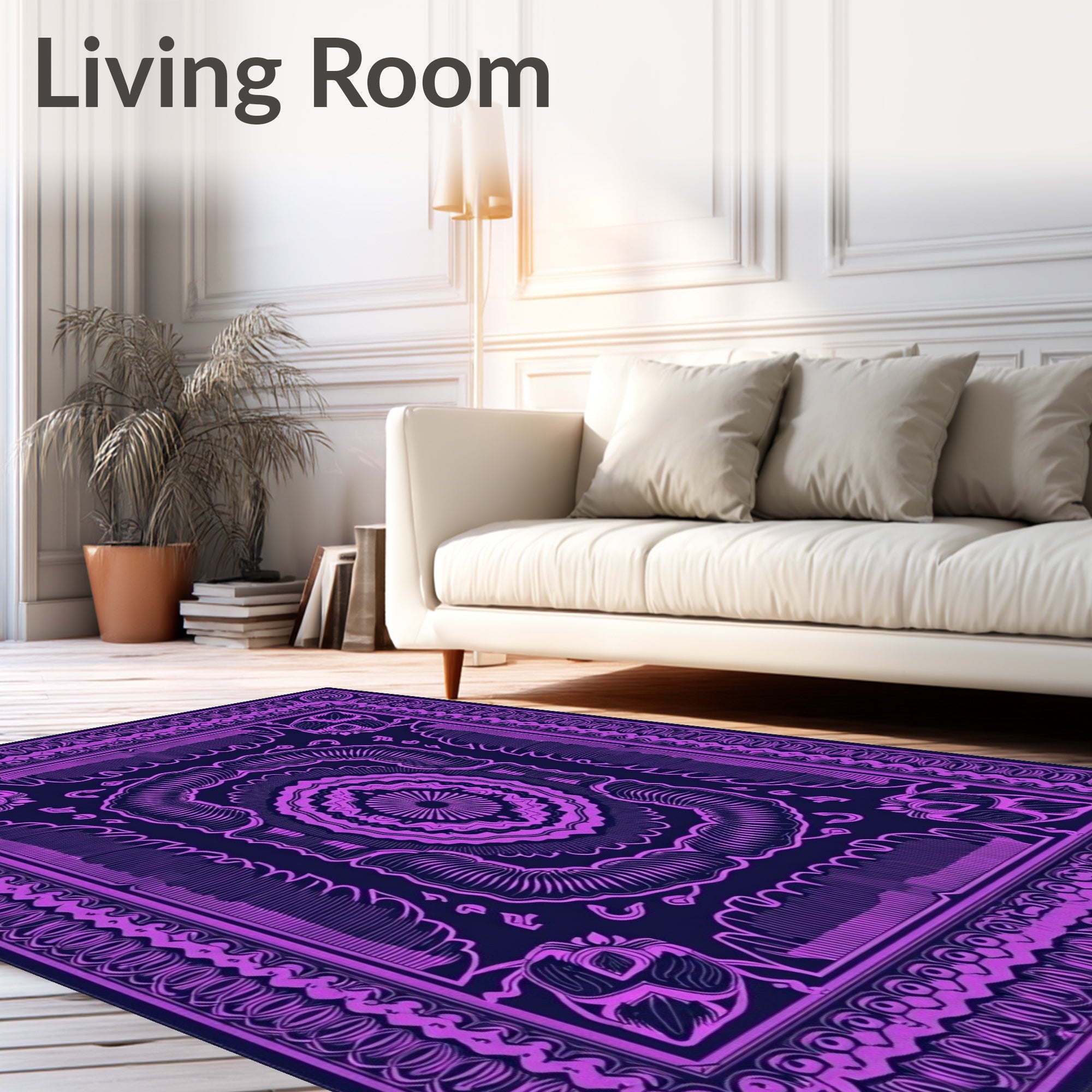 Vivid Amethyst Mandala Medallion Rug