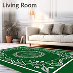 Emerald Green Botanical Machine Frame Rug
