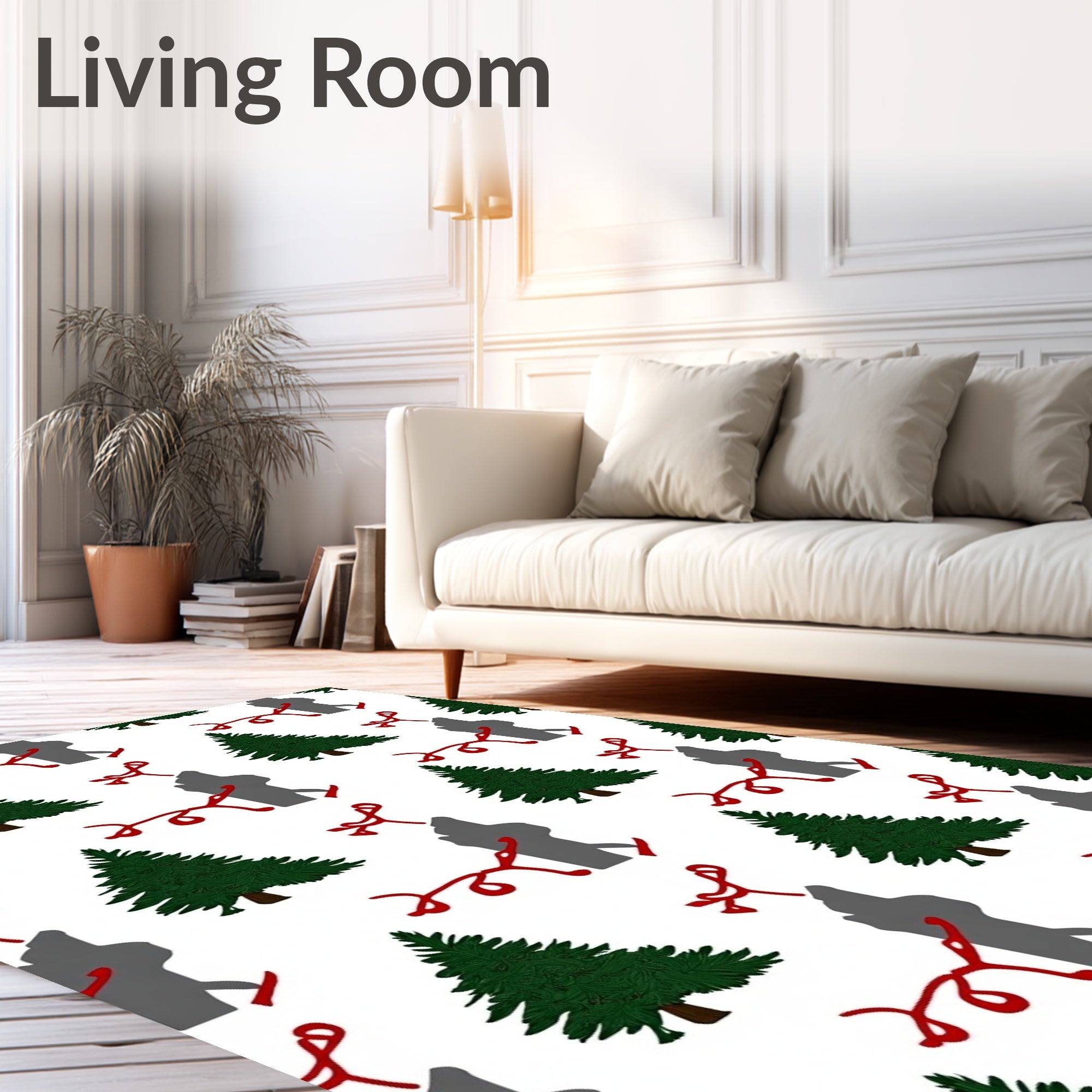 Figural Green Tree Red Ribbon Companions Rug