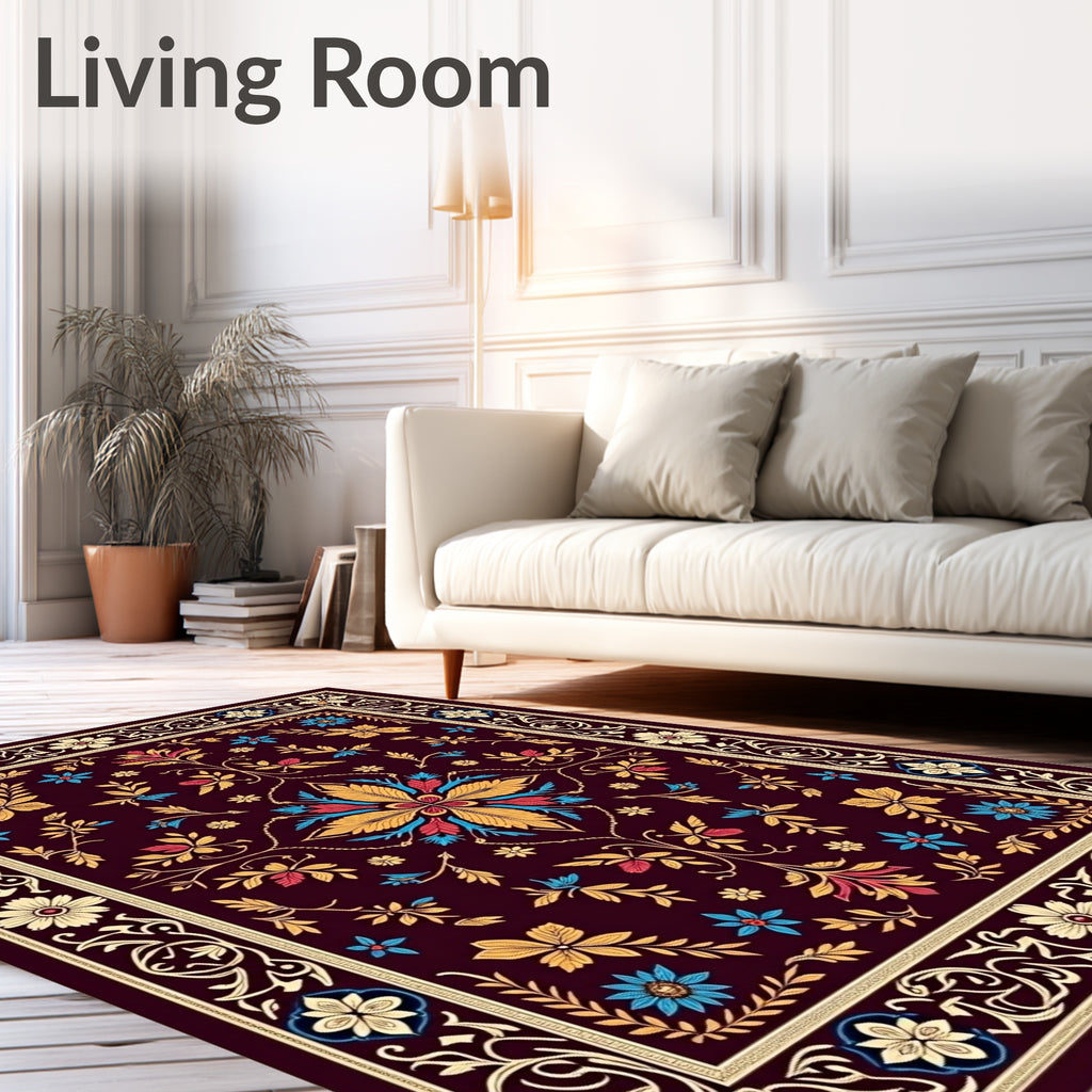 Aubergine Garden Floral Medallion Rug