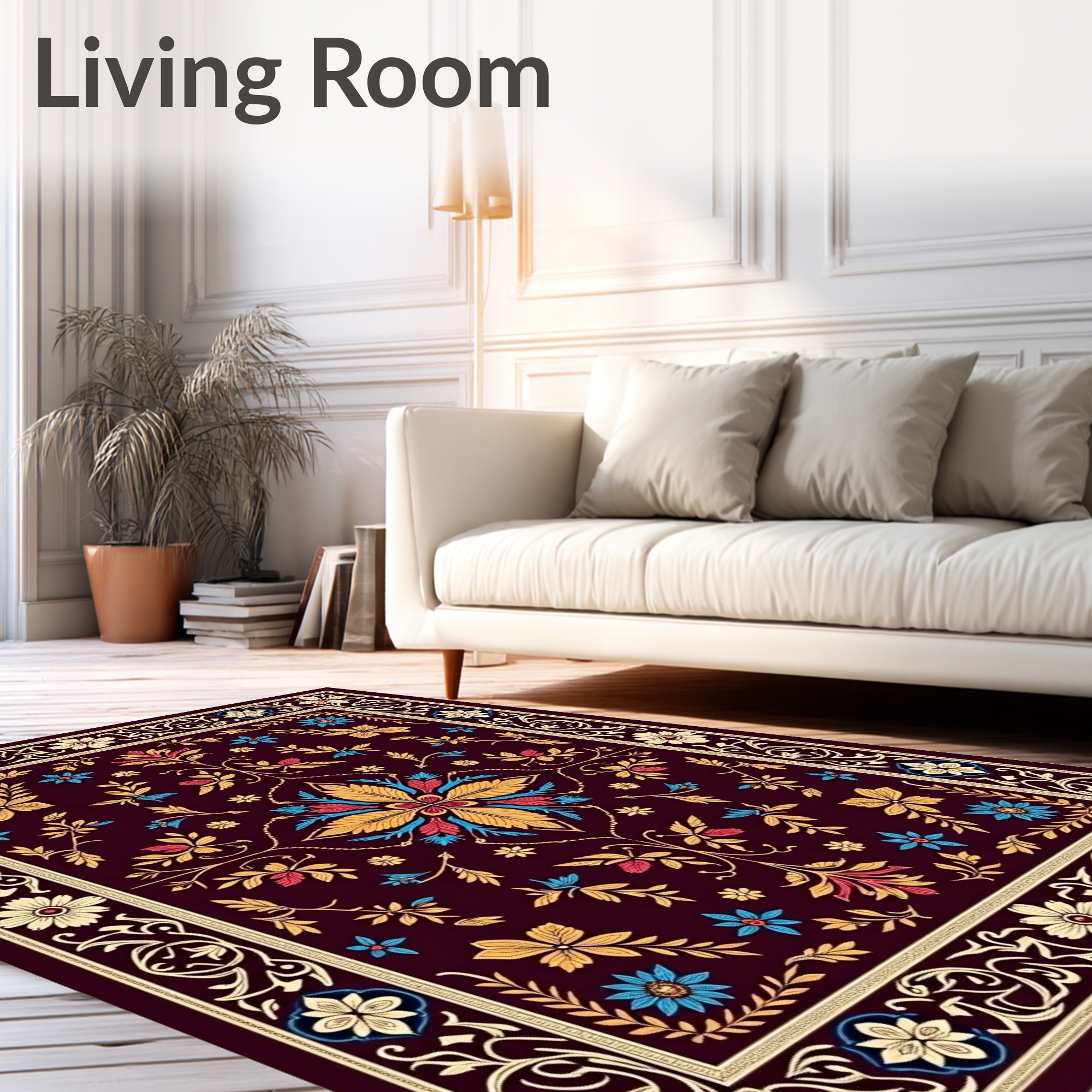 Aubergine Garden Floral Medallion Rug