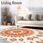 Sunburst Orange Tribal Medallion Rug