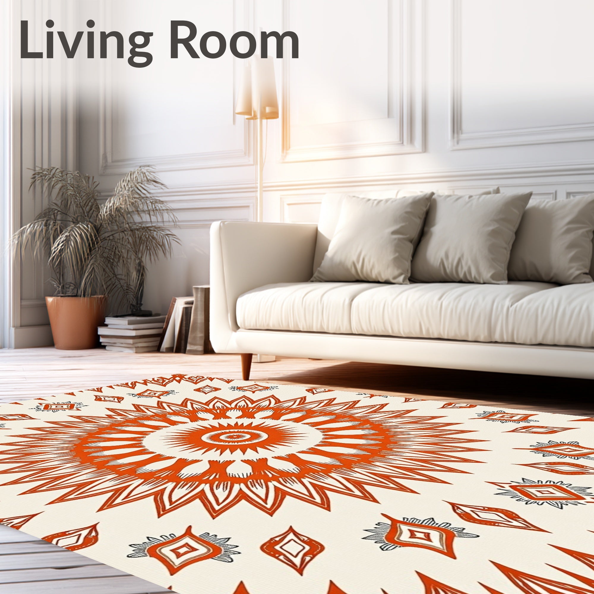 Sunburst Orange Tribal Medallion Rug