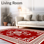 Classic Red Floral Scrollwork Rug