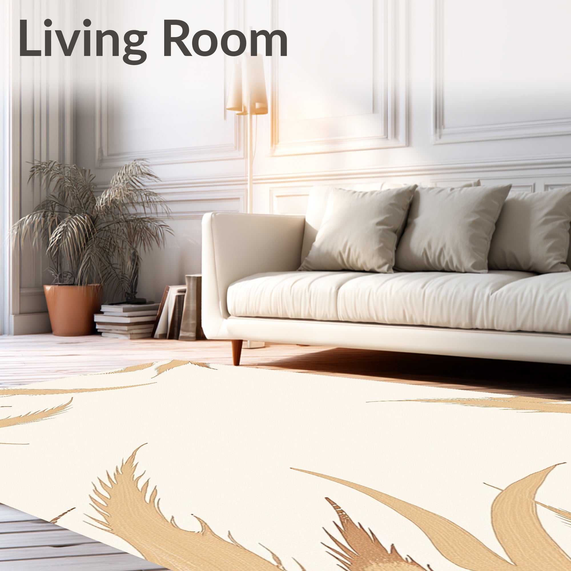 Golden Feather Border Accent Rug