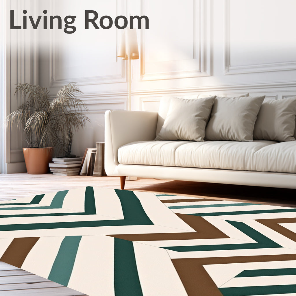 Terra Cotta Teal Chevron Stripes Rug