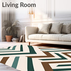 Terra Cotta Teal Chevron Stripes Rug