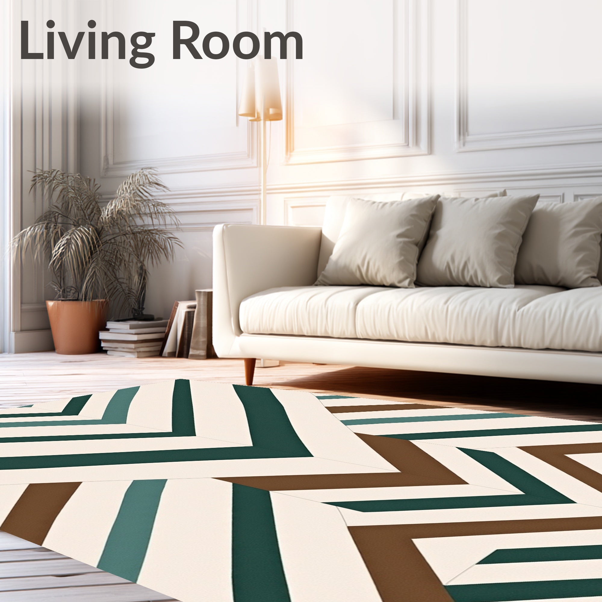 Terra Cotta Teal Chevron Stripes Rug