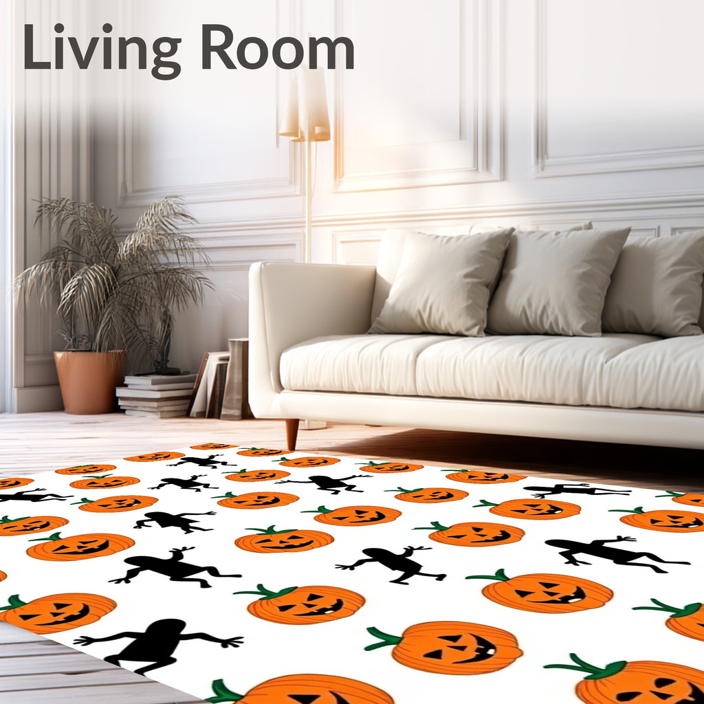Spooky Jack O Lantern Silhouette Halloween Rug