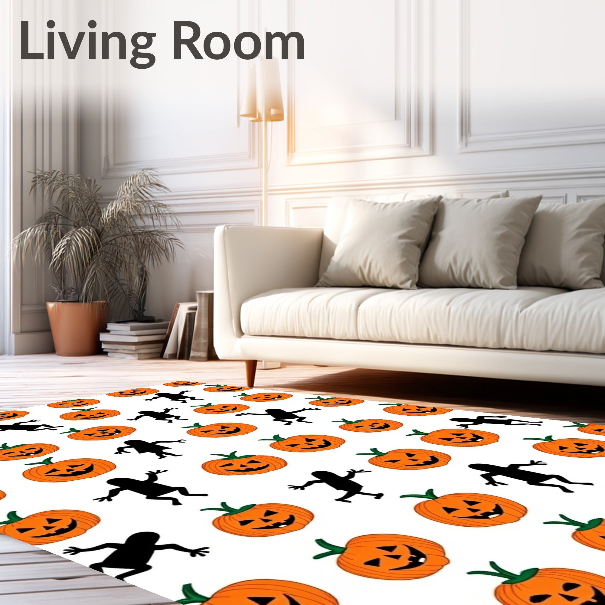 Spooky Jack O Lantern Silhouette Halloween Rug