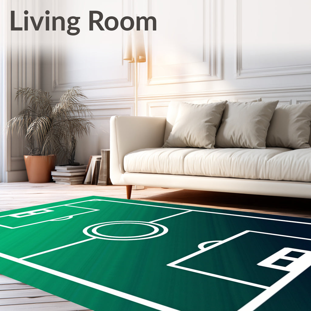 White Soccer Field Textured Emerald Green Rug