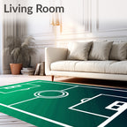 White Soccer Field Textured Emerald Green Rug