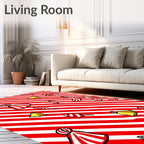 Red White Candy Cane Bells Rug