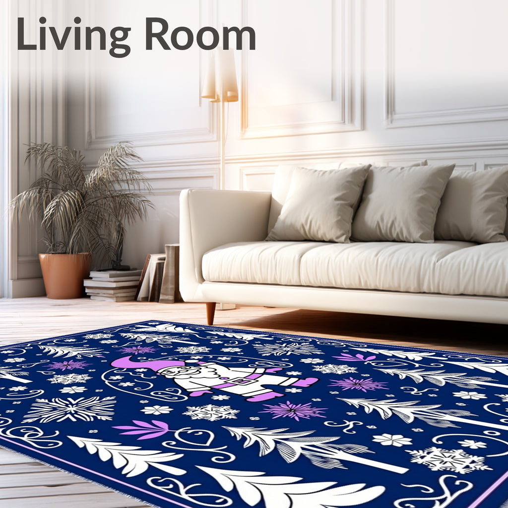 Festive Santa Claus Winter Forest Rug