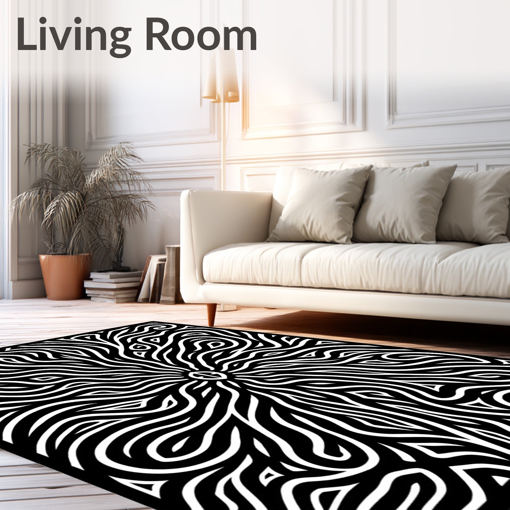 Monochromatic Abstract Organic Swirl Rug