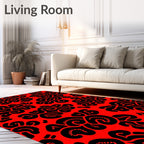 Bold Red Organic Swirls Rug