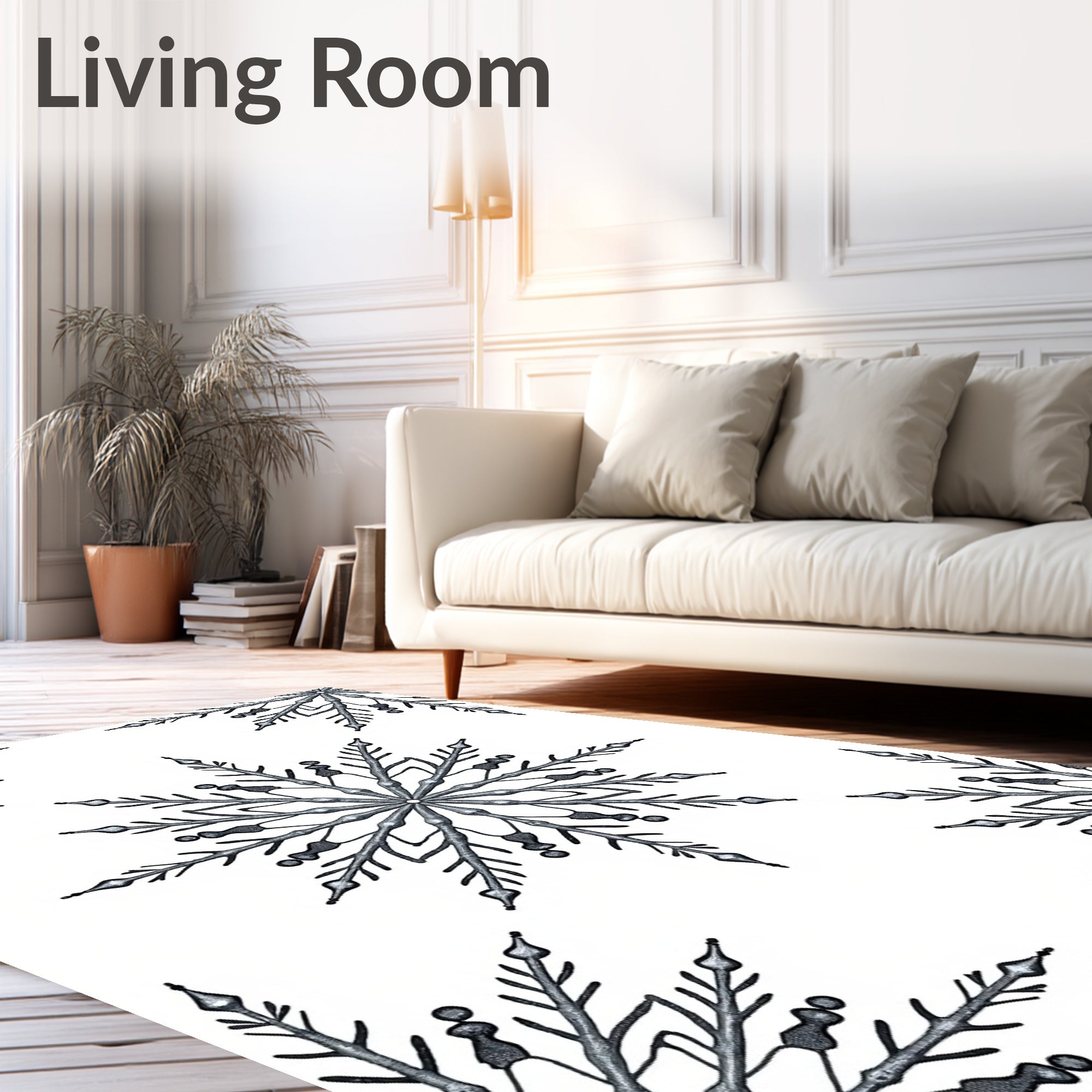 Silver Snowflake Repeating Ornament Rug