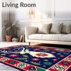 Festive Reindeer Snowflake Border Rug